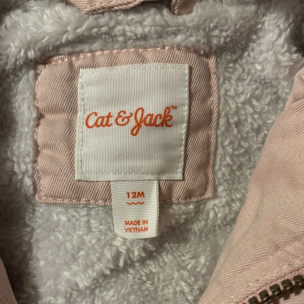 Cat & Jack Baby Girls Light Pink Hooded Puffer Jacket Size 12 Month